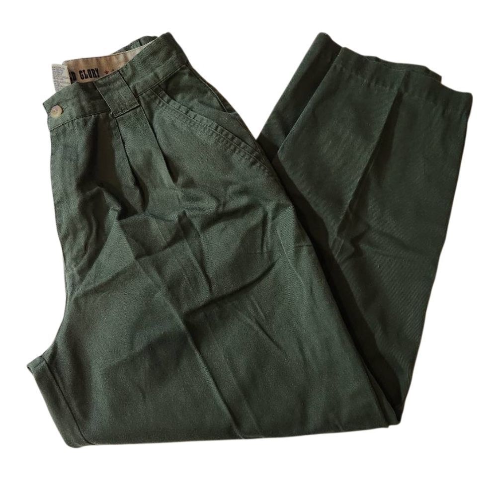 Vintage Faded Glory Olive Green Boys Pleated‎ Chinos Size 18